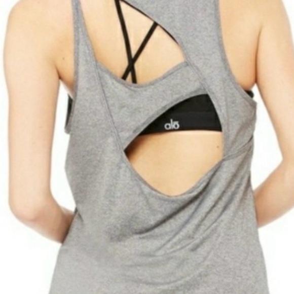 Alo yoga Dalia cutout-back sport tank grey charcoal size medium - Picture 1 of 4